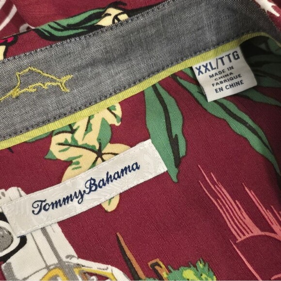 Tommy Bahama Shirt Mens Size XXL Hawaiian Christmas Silk Casual Button Up - Picture 5 of 6